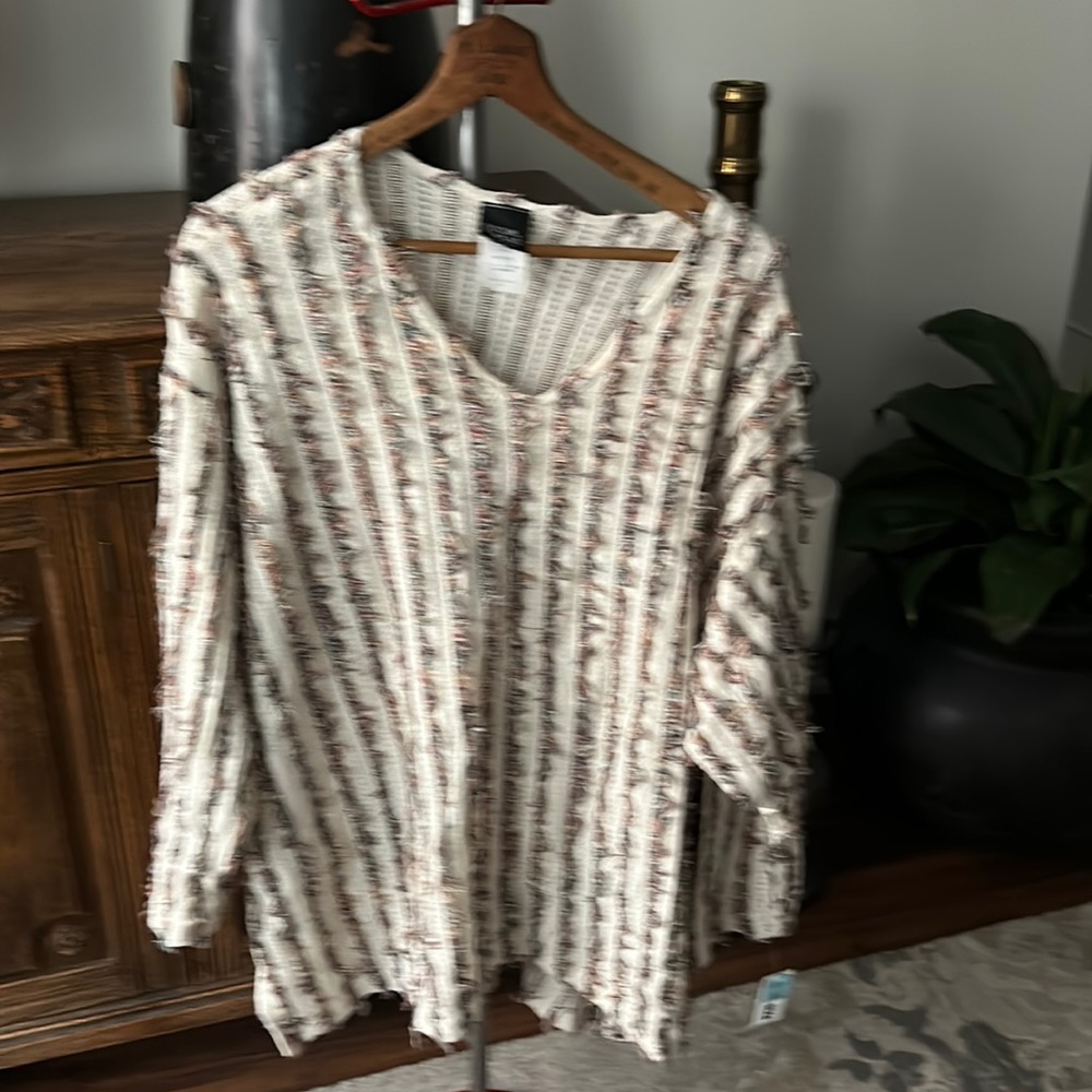 NWT VINTAGE Lagenlook Made in USA Textured Stripe Blouse LOOM WEAR - Picture 1 of 7